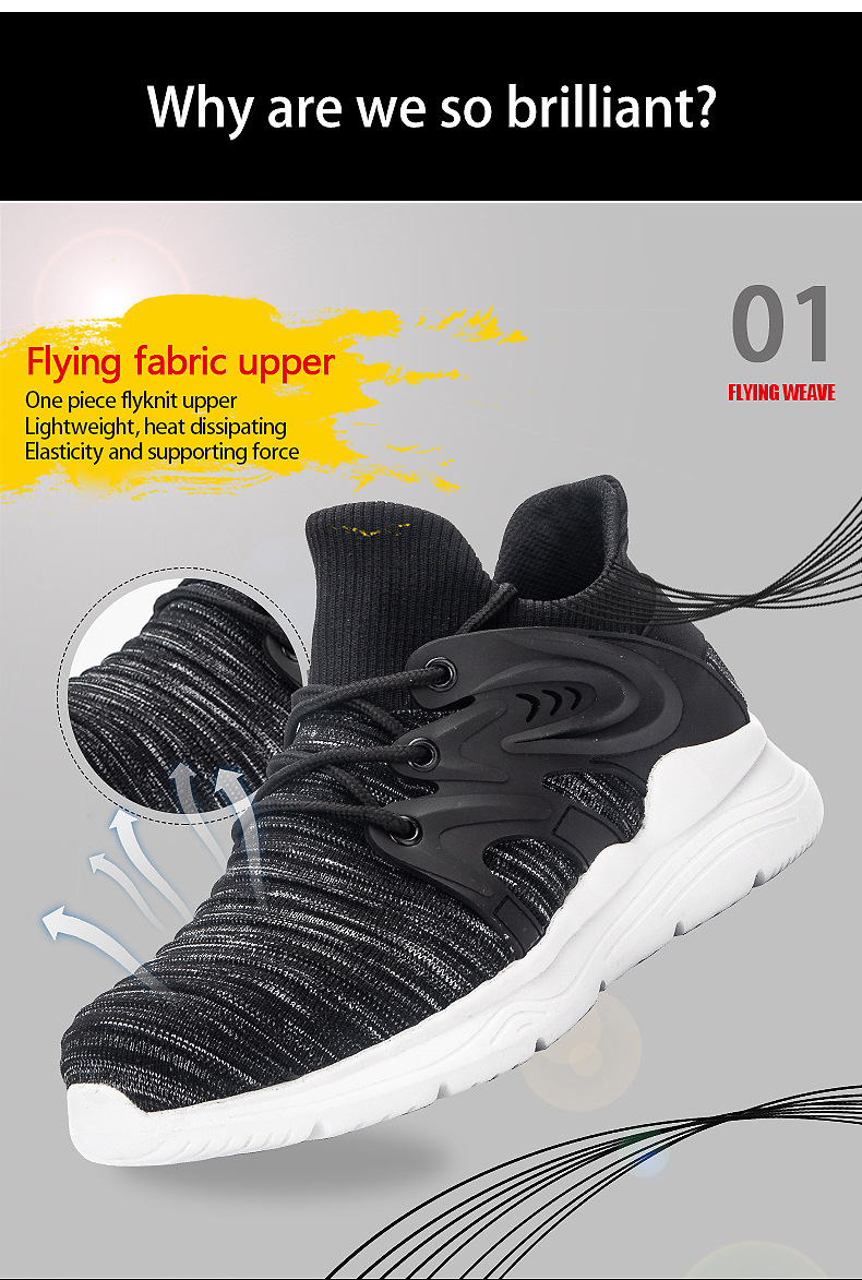 Title 6, Fly-woven safety shoes. Lightweight and breatha...