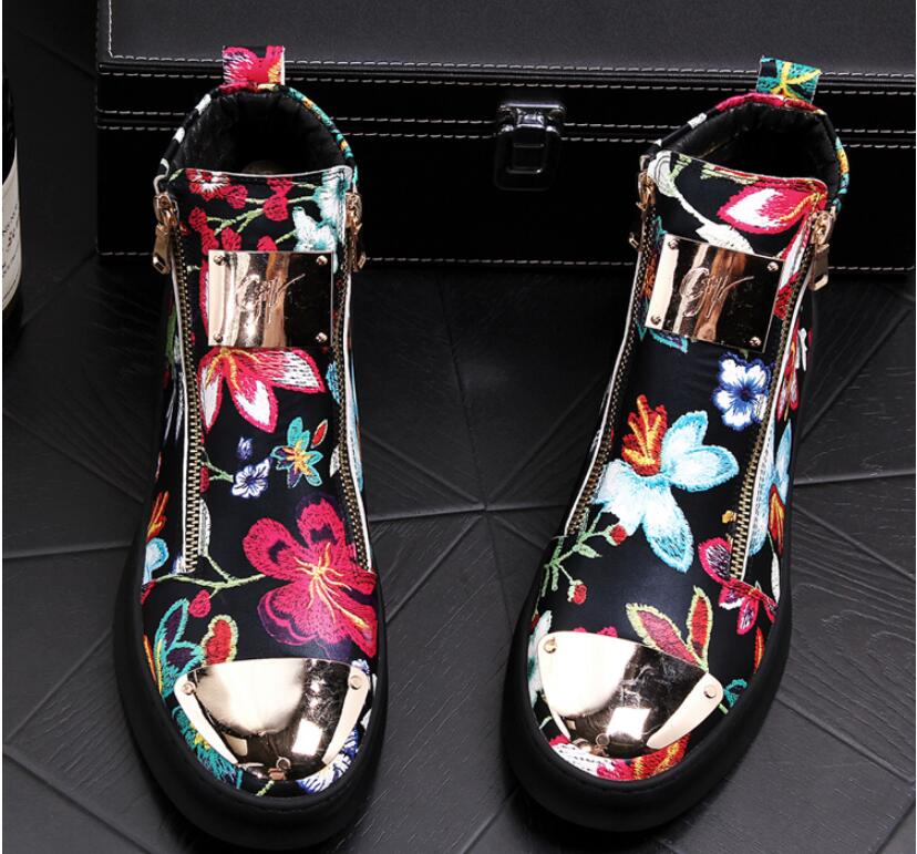 Title 8, Printed high top shoes with thick soles and hig...