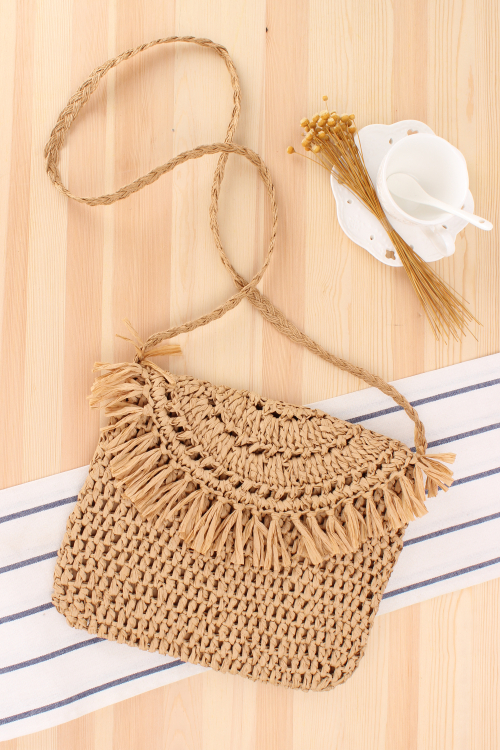 Title 4, Handgefertigte Strand-Stricktasche mit Quasten ...