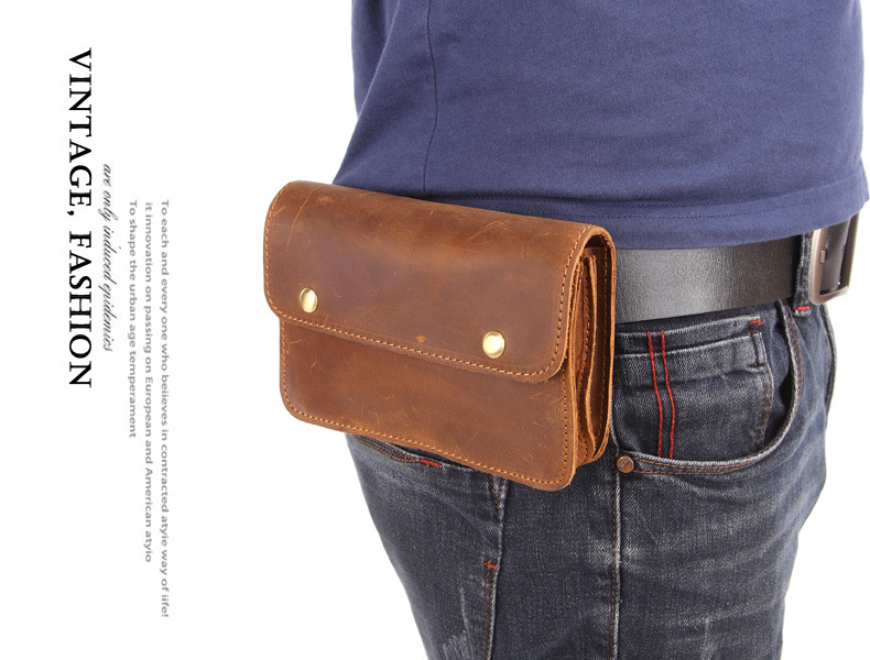 Title 1, Horse leather leisure multifunctional belt bag ...