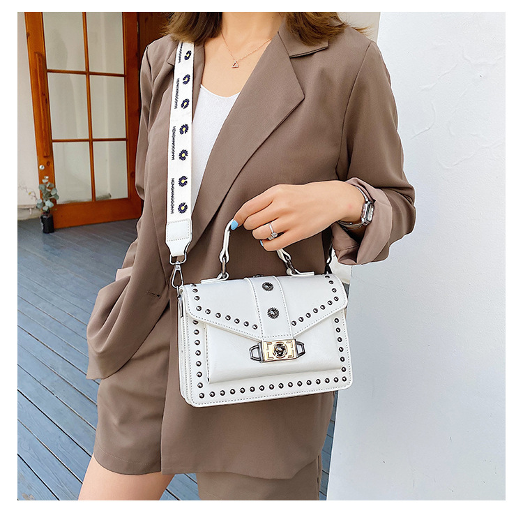 Title 8, New Rivet Soft Leather Chain Wide Shoulder Stra...