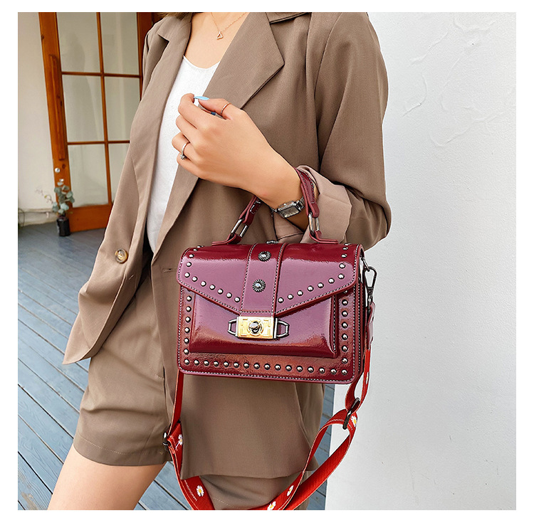 Title 9, New Rivet Soft Leather Chain Wide Shoulder Stra...