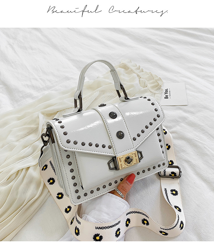 Title 16, New Rivet Soft Leather Chain Wide Shoulder Stra...