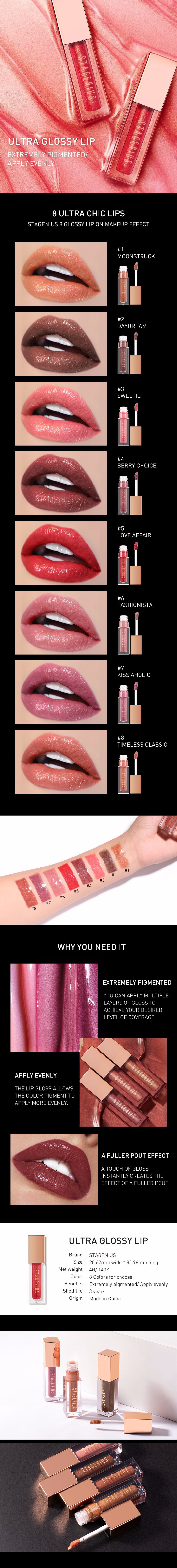 Title 1, STAGENIUS Water Shining Crystal Flash Lip Glaze...