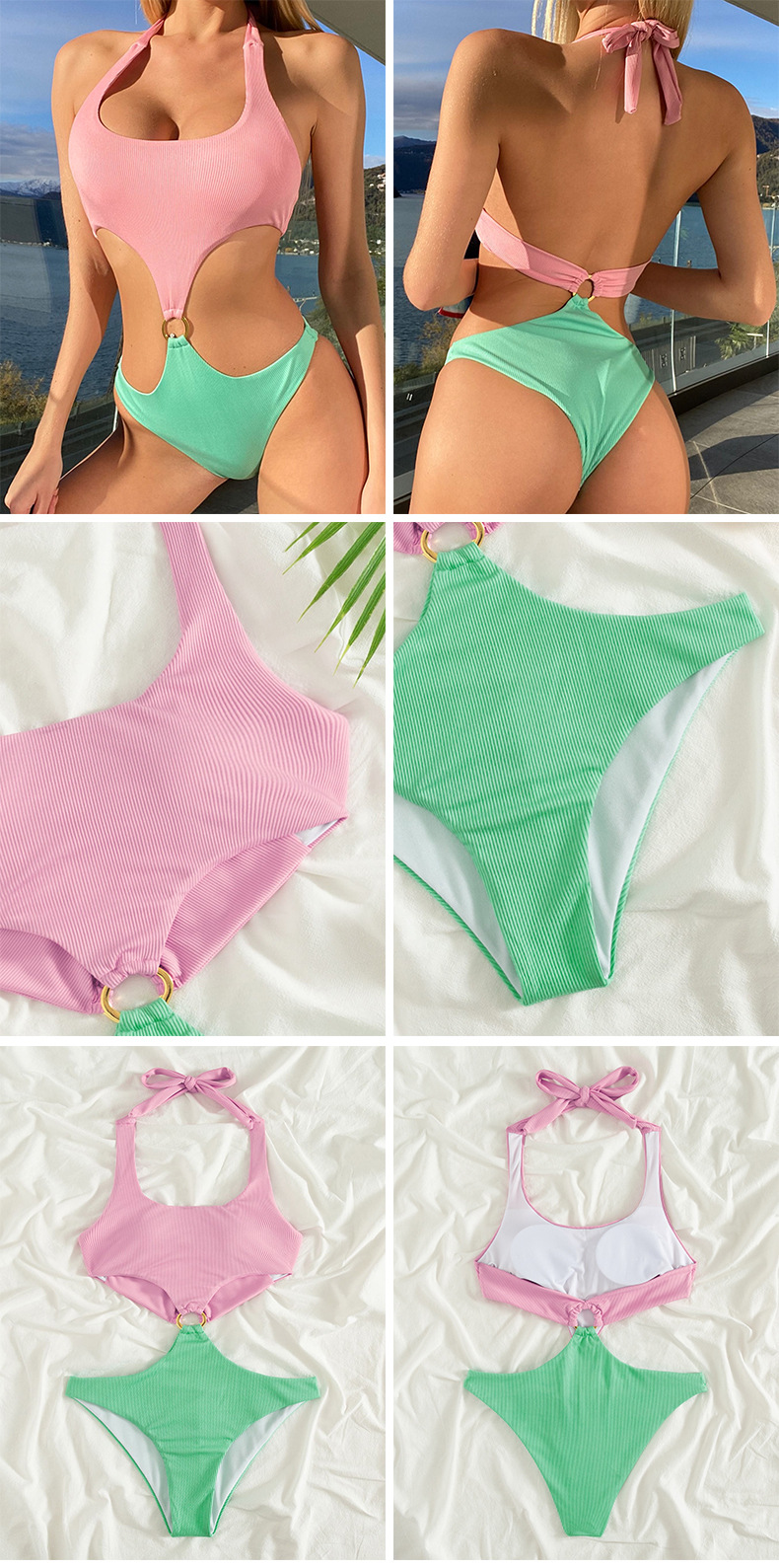 Title 2, New One Piece Swimsuit U Neck Low Waist Bikini ...