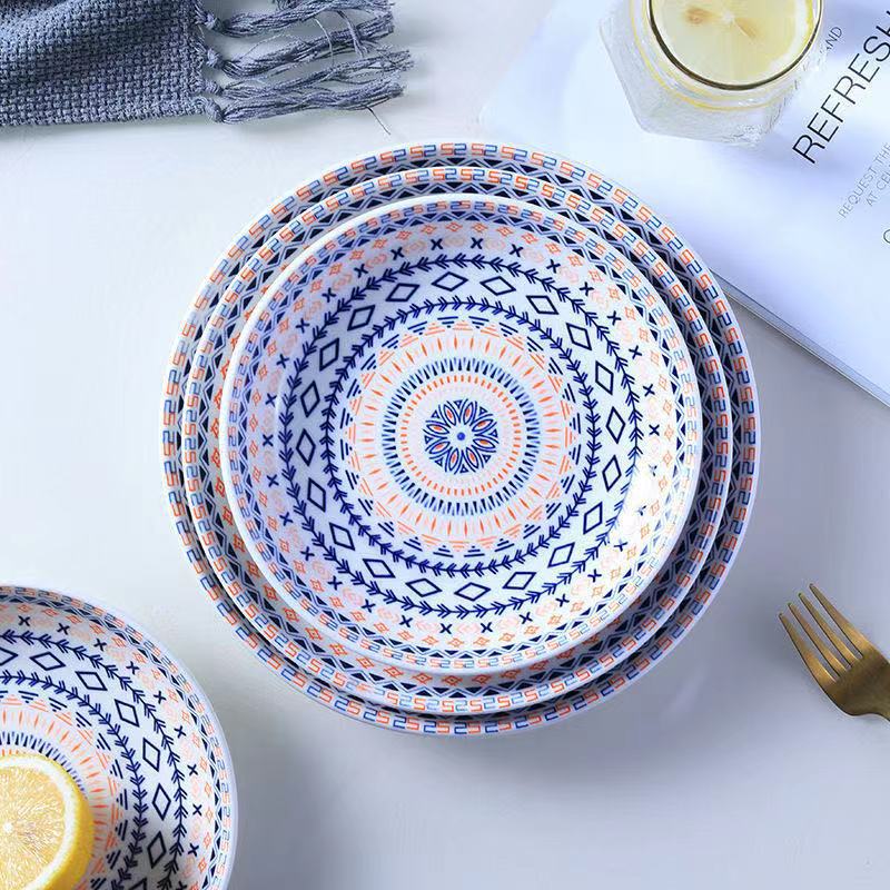 Title 2, New 8Inch Boho Ceramic Breakfast Plate 4pcs