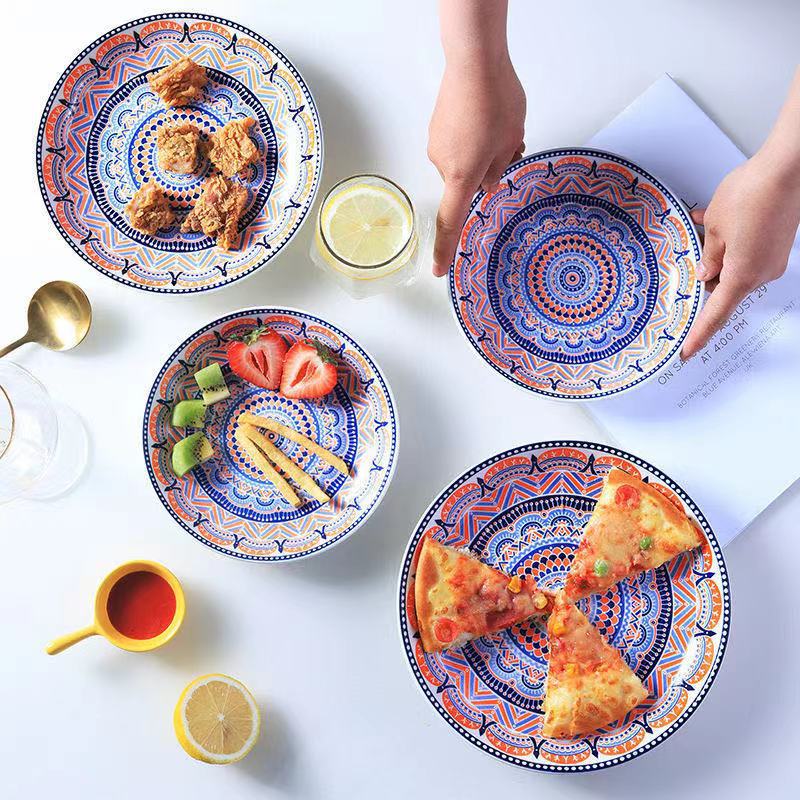 Title 3, New 8Inch Boho Ceramic Breakfast Plate 4pcs