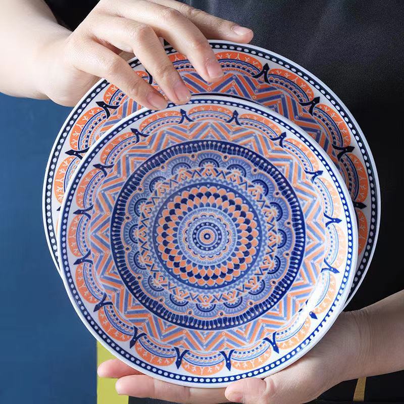 Title 4, New 8Inch Boho Ceramic Breakfast Plate 4pcs