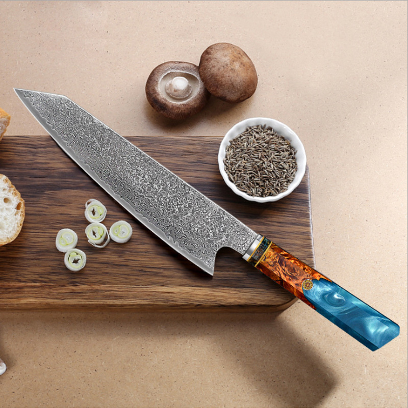 Title 4, Octagonal Japanese Chefs Knife with Leather, S...