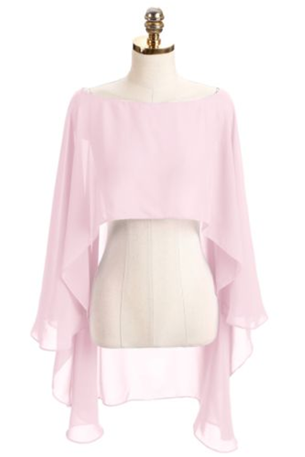 Title 2, Color Crop Top Chiffon Cape Chiffon Shirt