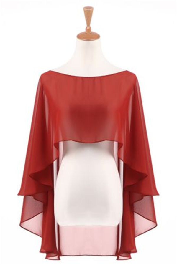 Title 4, Color Crop Top Chiffon Cape Chiffon Shirt