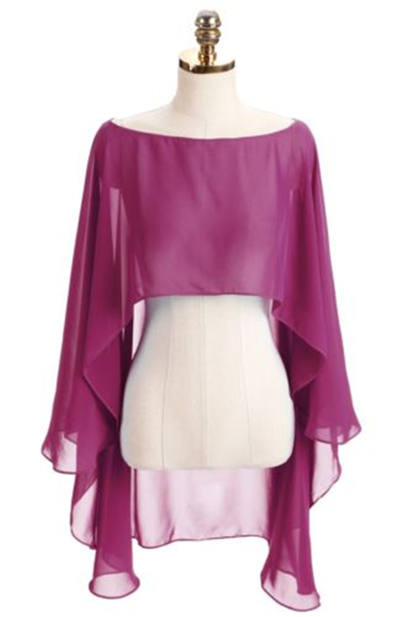 Title 7, Color Crop Top Chiffon Cape Chiffon Shirt