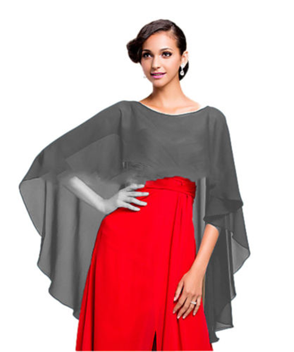 Title 10, Color Crop Top Chiffon Cape Chiffon Shirt