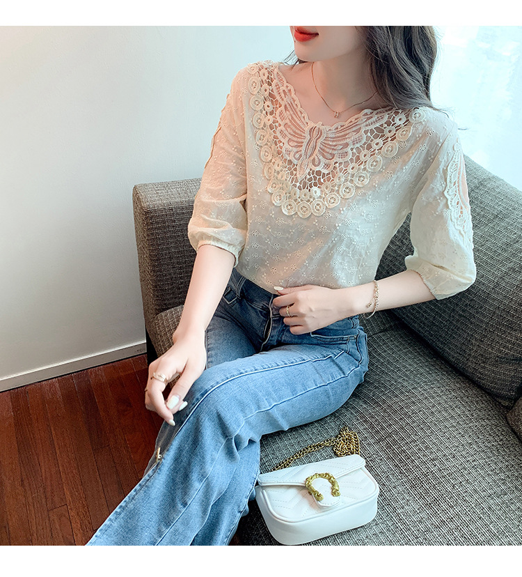 Title 10, Western Style Top Short Sleeve Lace Bottoming S...