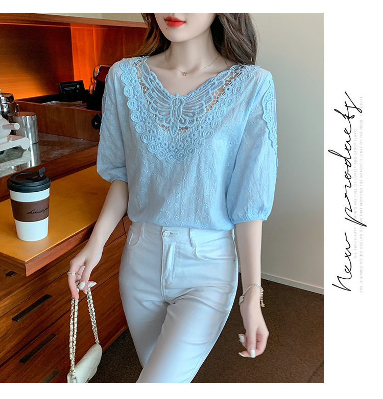 Title 14, Western Style Top Short Sleeve Lace Bottoming S...