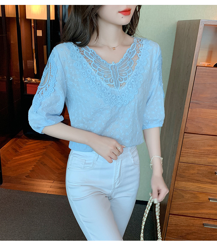 Title 15, Western Style Top Short Sleeve Lace Bottoming S...