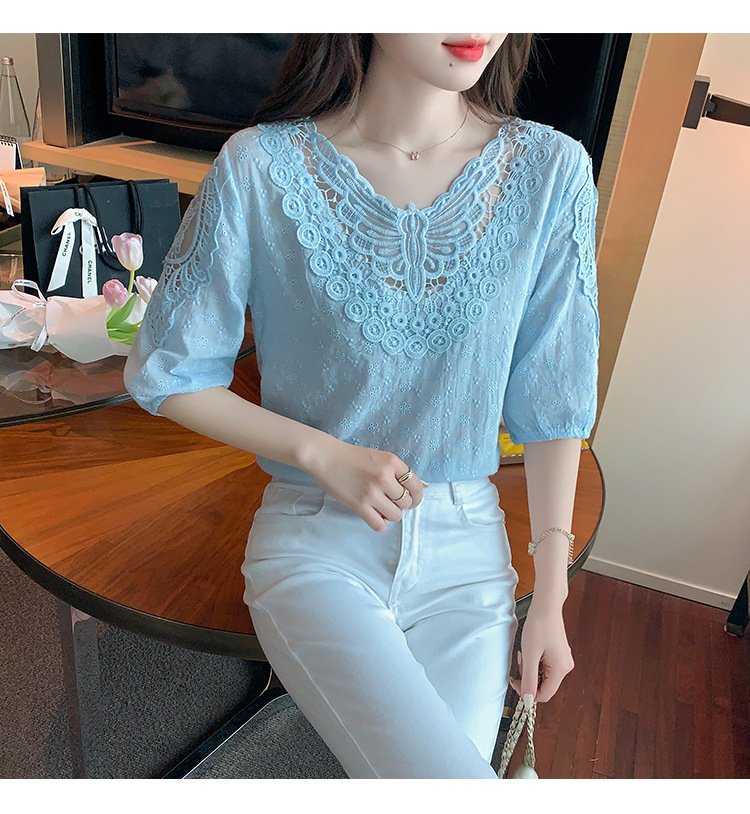 Title 18, Western Style Top Short Sleeve Lace Bottoming S...