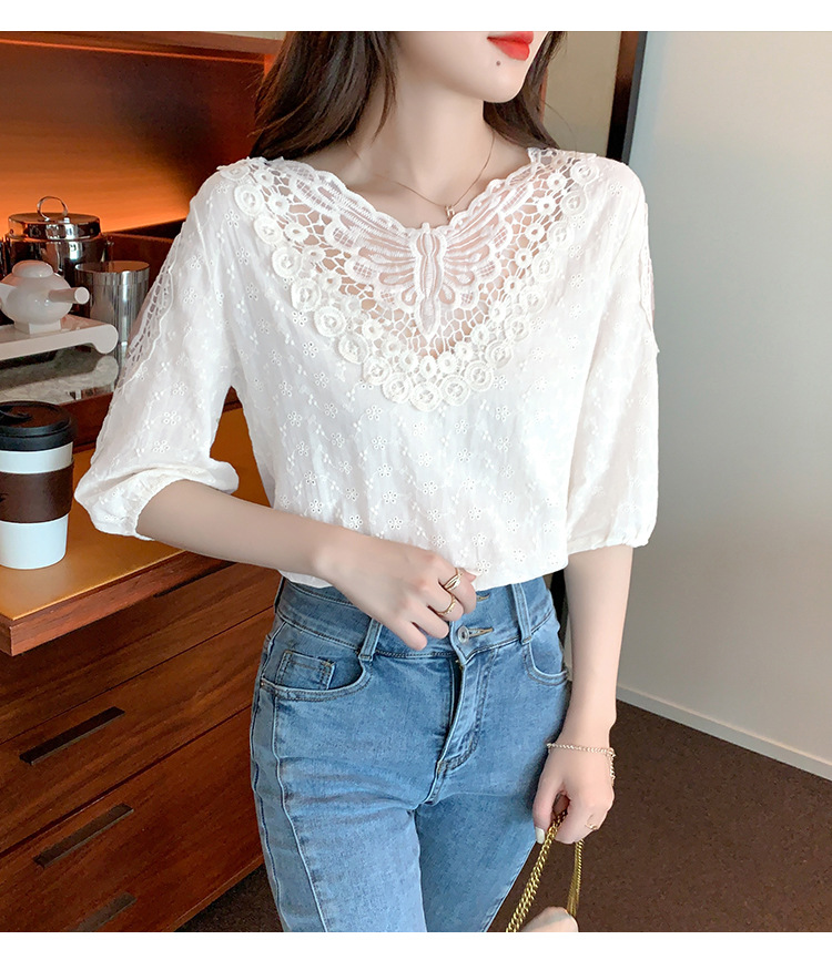 Title 23, Western Style Top Short Sleeve Lace Bottoming S...