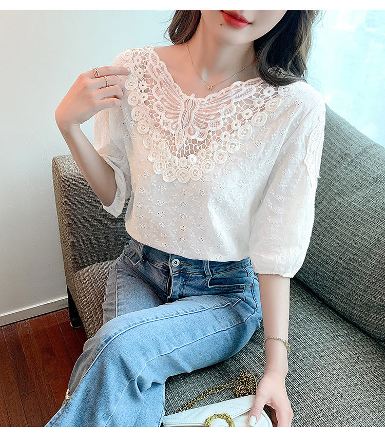 Title 25, Western Style Top Short Sleeve Lace Bottoming S...