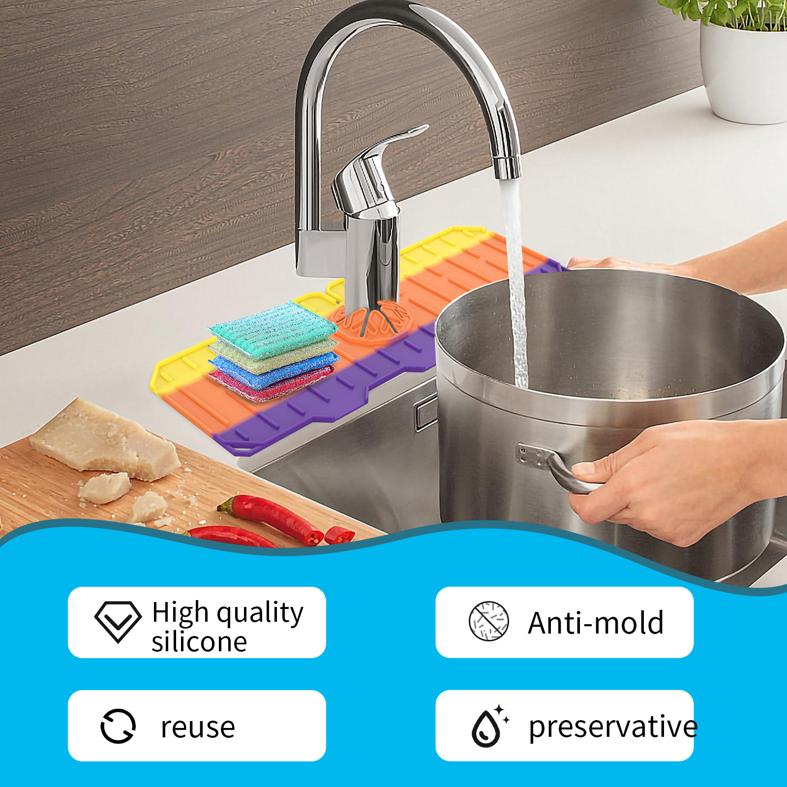 Title 7, Faucet Splash Proof Silicone Pad — Keeps your c...