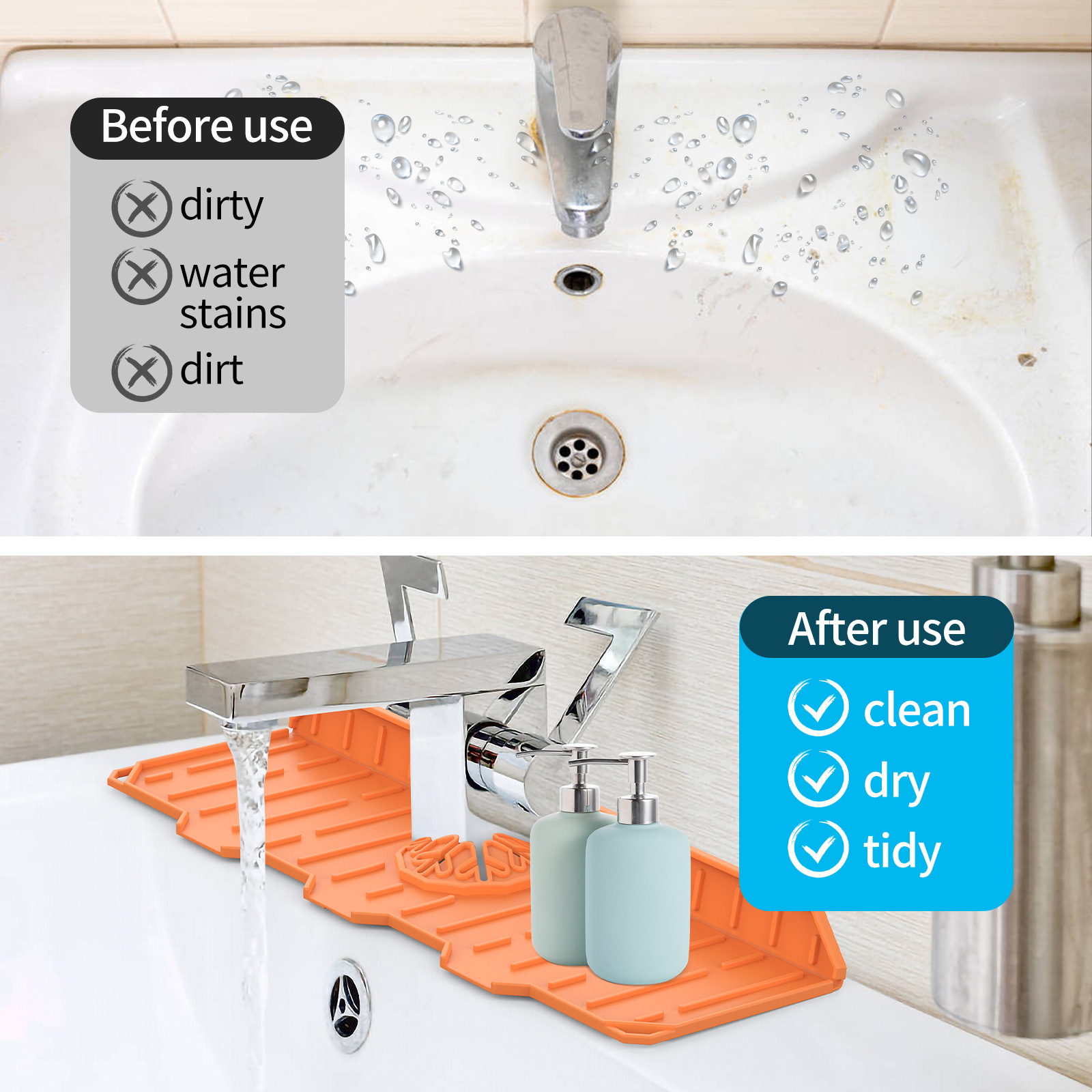 Title 13, Faucet Splash Proof Silicone Pad — Keeps your c...