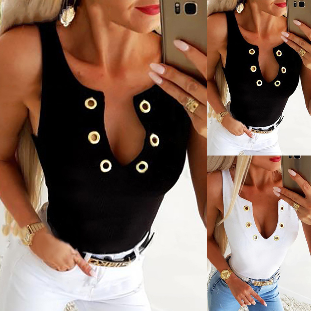 Title 6, Sleeveless Eyelet Solid Color Fashion Slim Fit ...