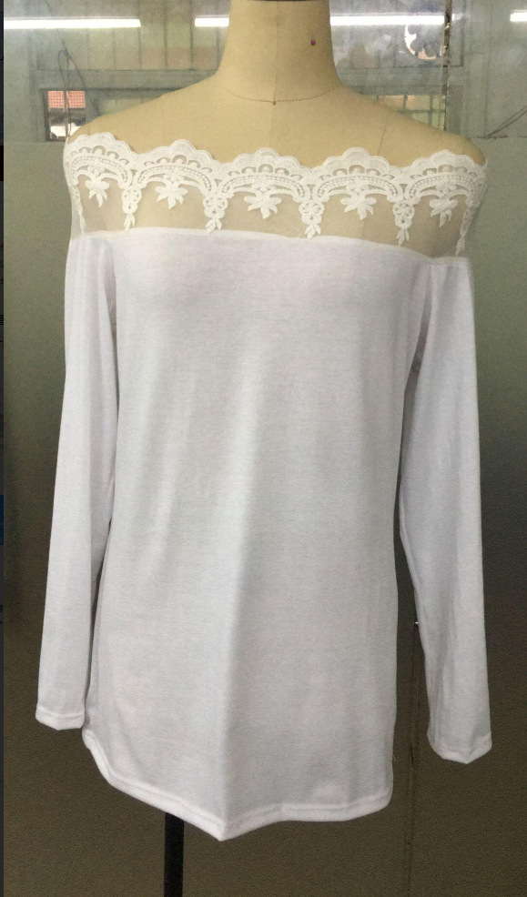 Title 3, Long Sleeve T Shirt With Lace And Lace Panel