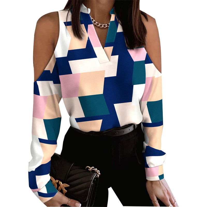 Title 3, Long Sleeve Off-shoulder Long Sleeve Printed Shirt