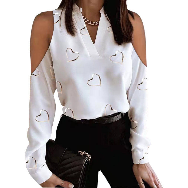 Title 10, Long Sleeve Off-shoulder Long Sleeve Printed Shirt