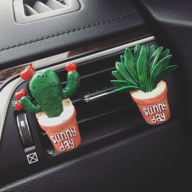 Title 3, Creative Simulation Potted Cactus Car Air Outle...