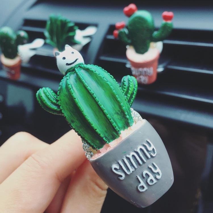 Title 4, Creative Simulation Potted Cactus Car Air Outle...