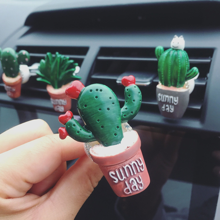 Title 6, Creative Simulation Potted Cactus Car Air Outle...