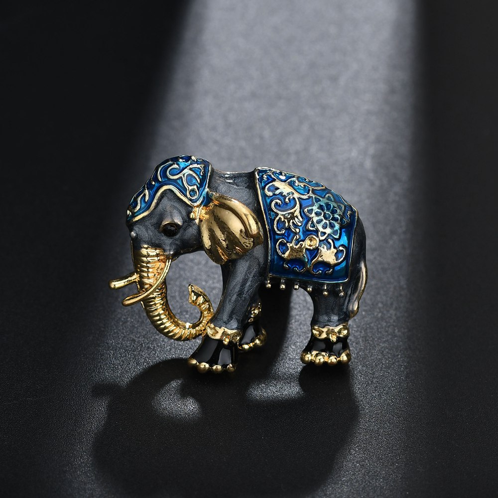 Title 1, Drip Oil Vintage Enamel Elephant Brooch Accesso...