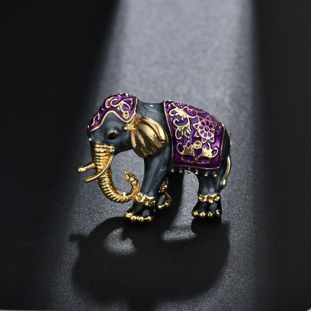 Title 3, Drip Oil Vintage Enamel Elephant Brooch Accesso...