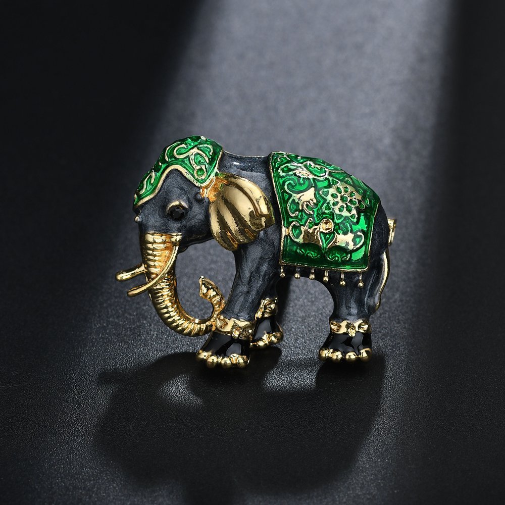 Title 4, Drip Oil Vintage Enamel Elephant Brooch Accesso...