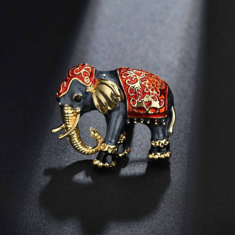 Title 6, Drip Oil Vintage Enamel Elephant Brooch Accesso...