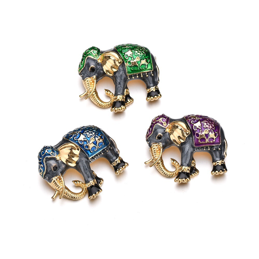 Title 8, Drip Oil Vintage Enamel Elephant Brooch Accesso...