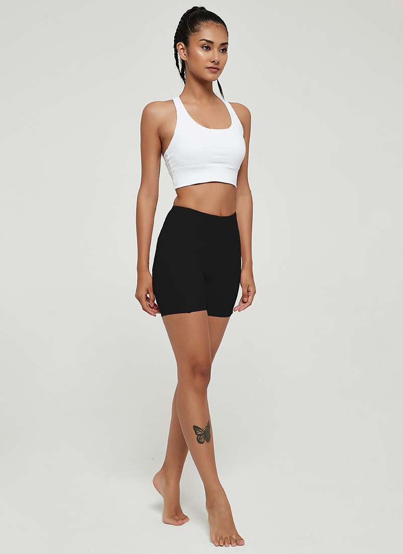 Title 12, Zomer ademende yoga shorts met zakken, perzik b...