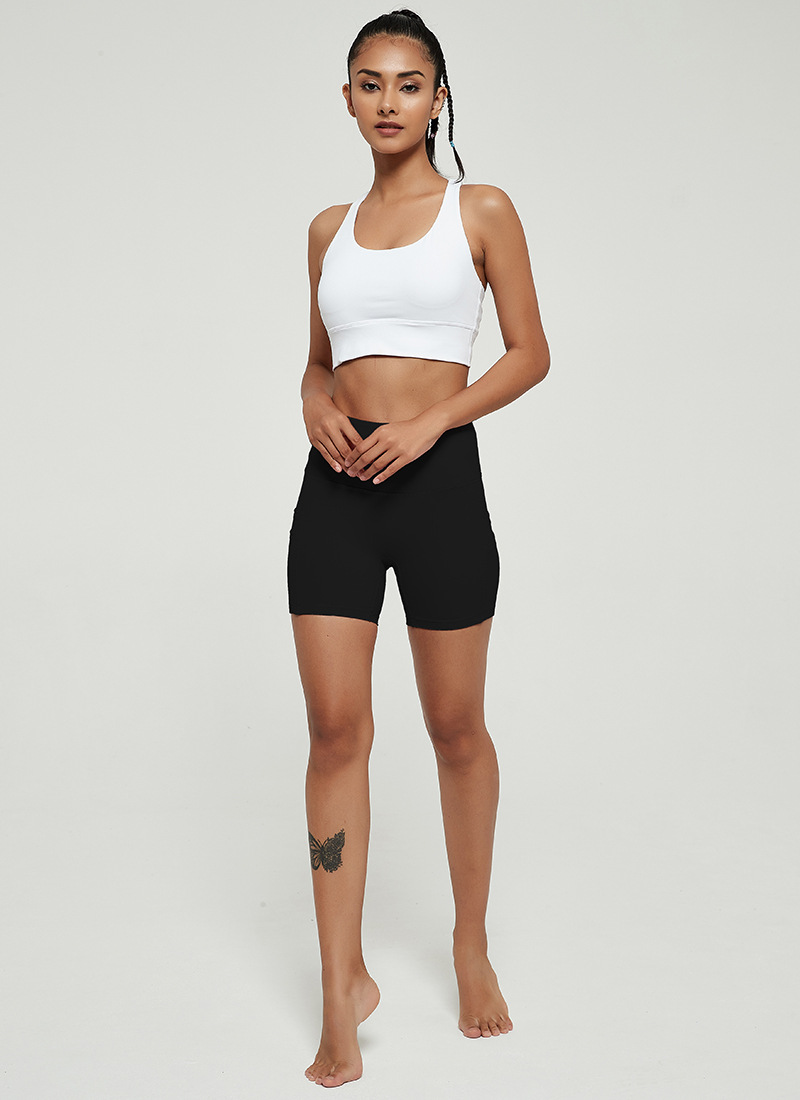 Title 15, Zomer ademende yoga shorts met zakken, perzik b...