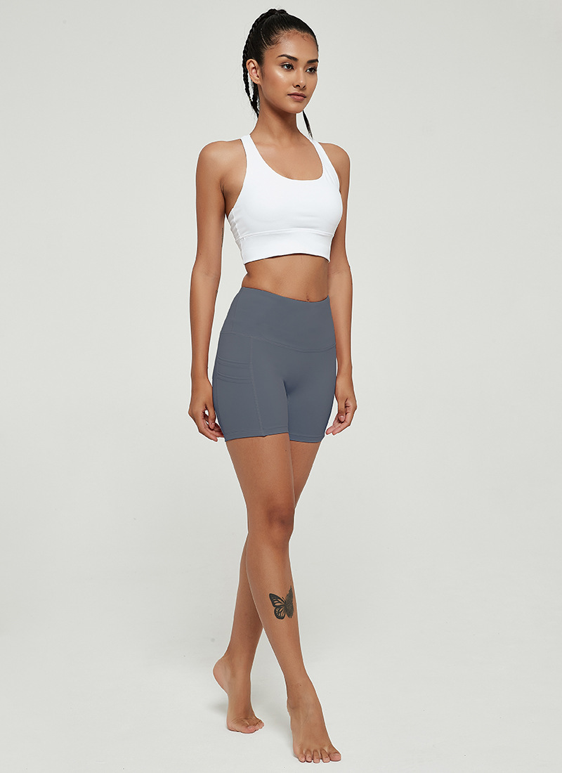 Title 19, Zomer ademende yoga shorts met zakken, perzik b...