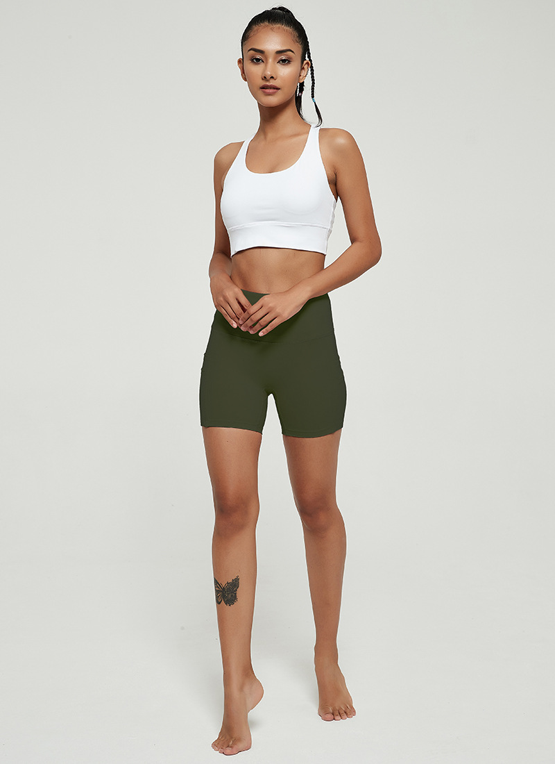 Title 20, Zomer ademende yoga shorts met zakken, perzik b...