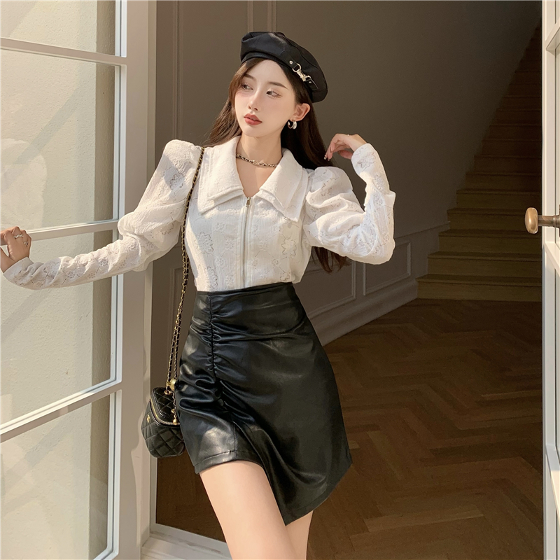 Title 7, Double Collar White Shirt Women