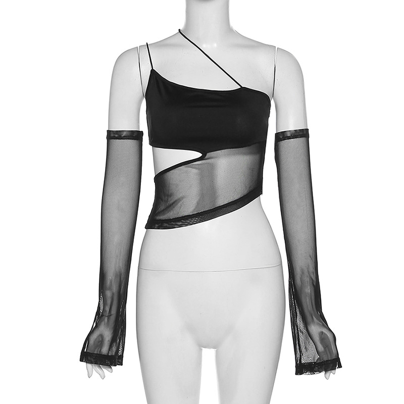 Title 6, Slim Fit Cropped Navel Fashion Hollow Mesh Vest