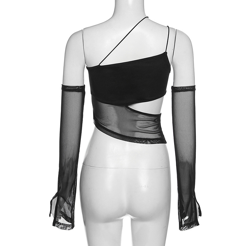 Title 8, Slim Fit Cropped Navel Fashion Hollow Mesh Vest