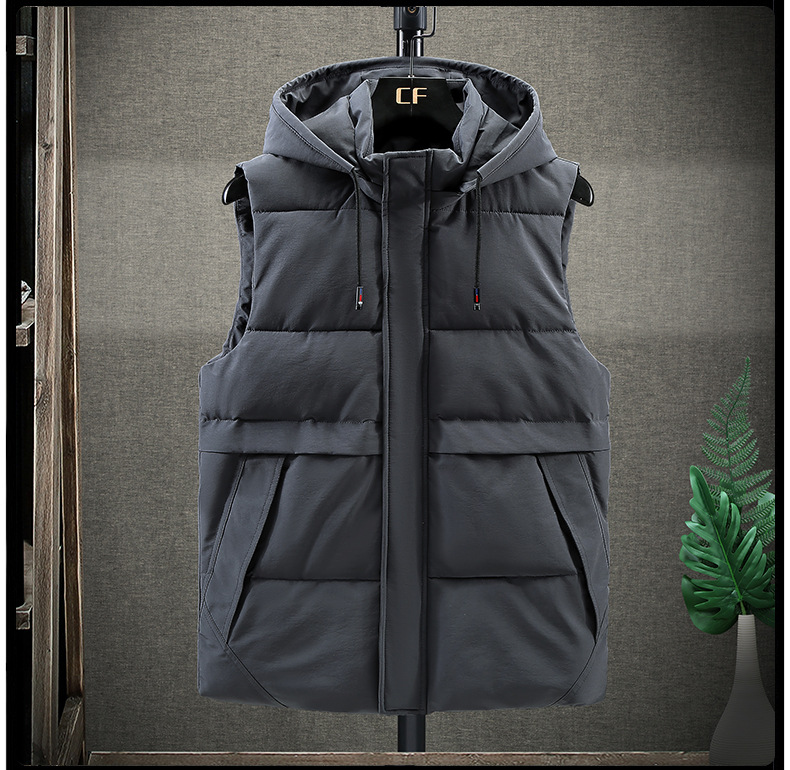 Title 3, Gilet con cappuccio in cotone preppy da uomo, v...