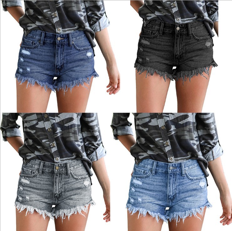 Title 2, Sexy Shorts With Ripped Tassels and Ankle Buckl...