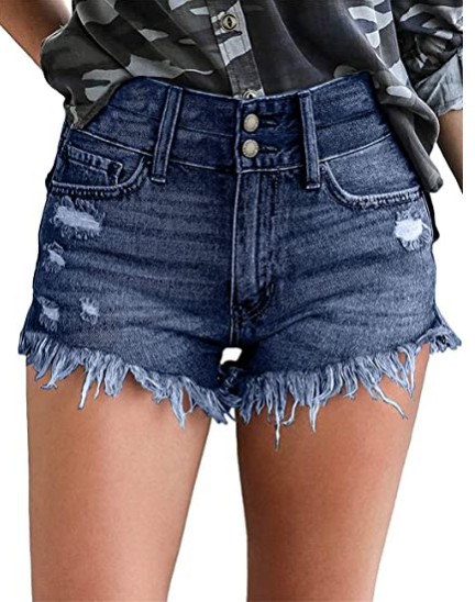 Title 10, Sexy shorts met gescheurde tassels en enkelgesp...