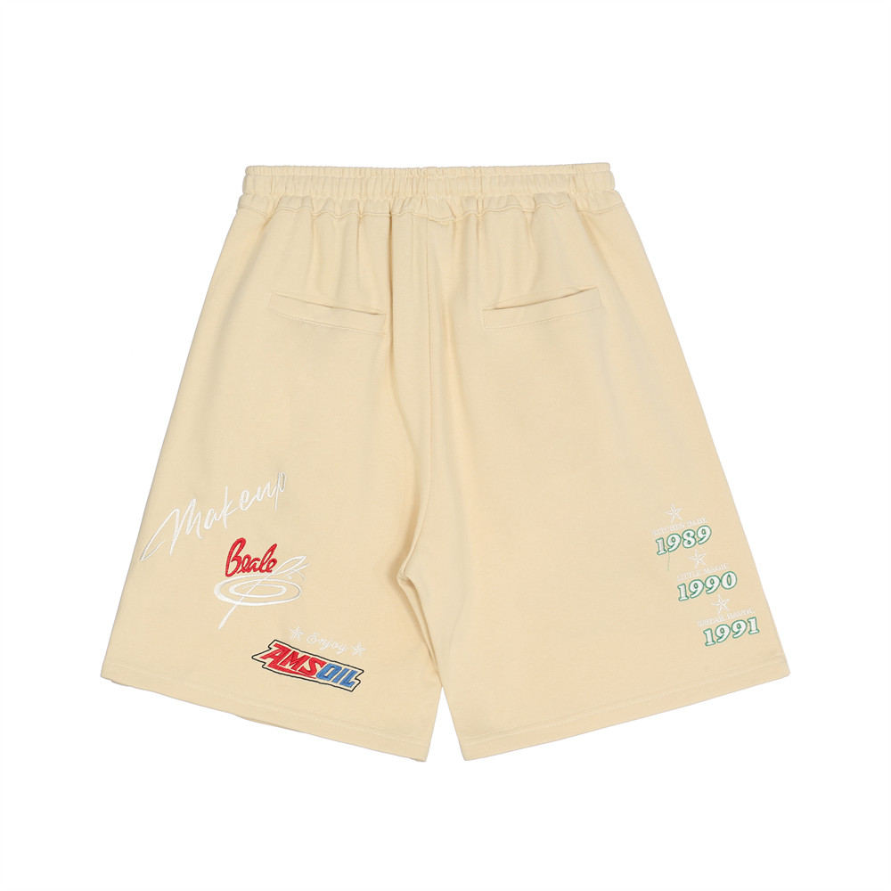 Title 2, Shorts casuais com letras bordadas em chamas