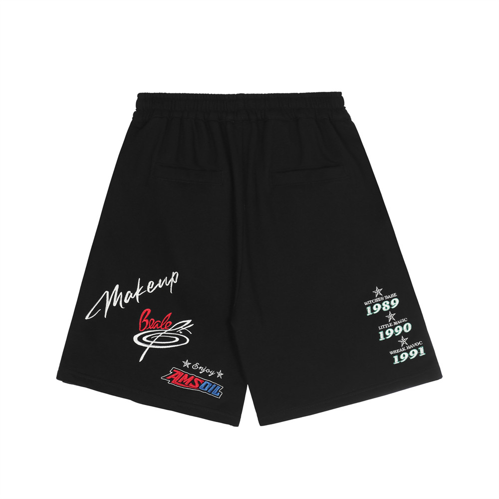 Title 4, Shorts casuais com letras bordadas em chamas