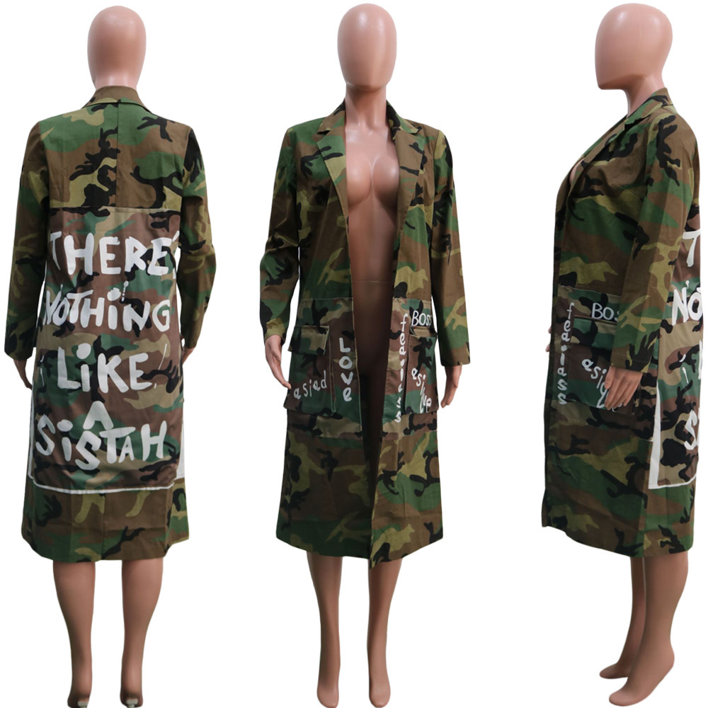 Title 2, Womens long casual camouflage print cloth coat...